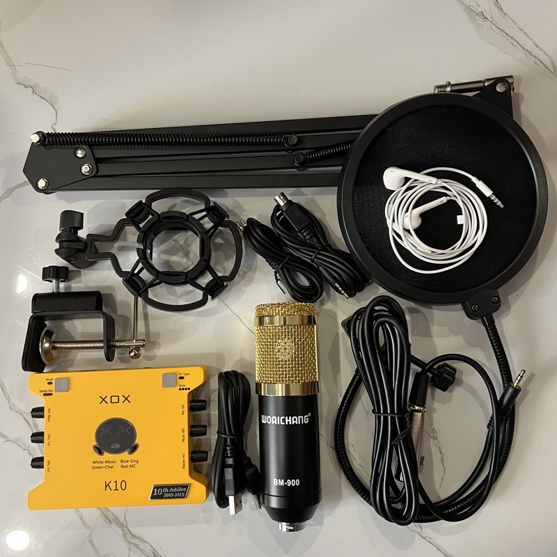 COMBO THU ÂM LIVE STREAM MÍC BM800 SOUND CARD K10,DÂY LIVE ,CHÂN KẸP TẶNG KÈM TAI NGHE  BH 6 THÁNG ĐỔI MỚI