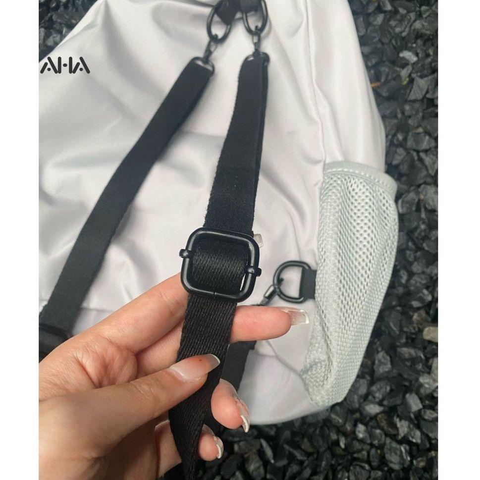 AHA OFFICIAL Ba Lô Nylon Xám Sức Chứa Lớn In Ba Chiều Dán Ba Chiều Đường Phố