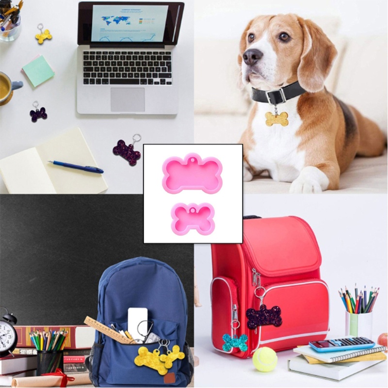 1 bộ khuôn silicone làm móc khóa hình đầu thú cưng đáng yêu DIY