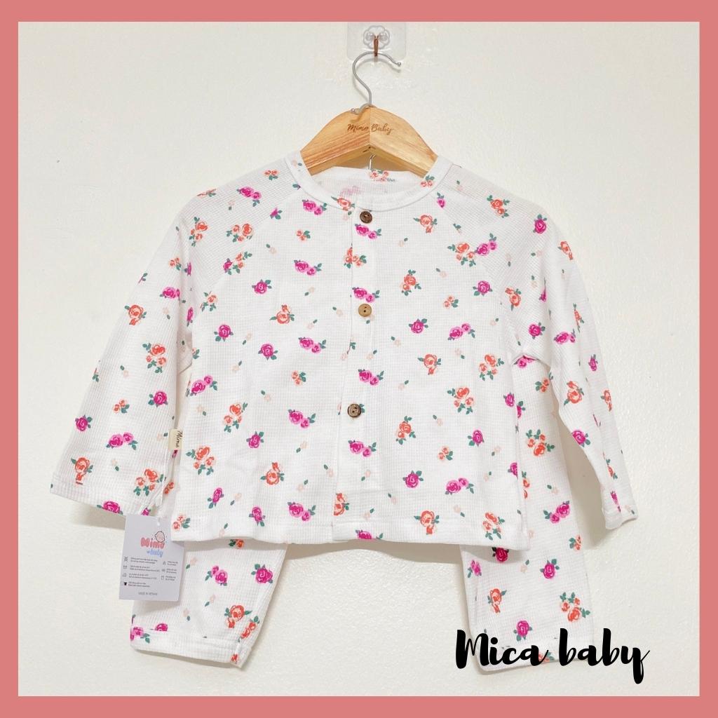 Bộ quần áo thu đông kiểu dáng cài cúc cho bé trai bé gái chất liệu cotton tổ ong dễ thương QA35 Mica Baby