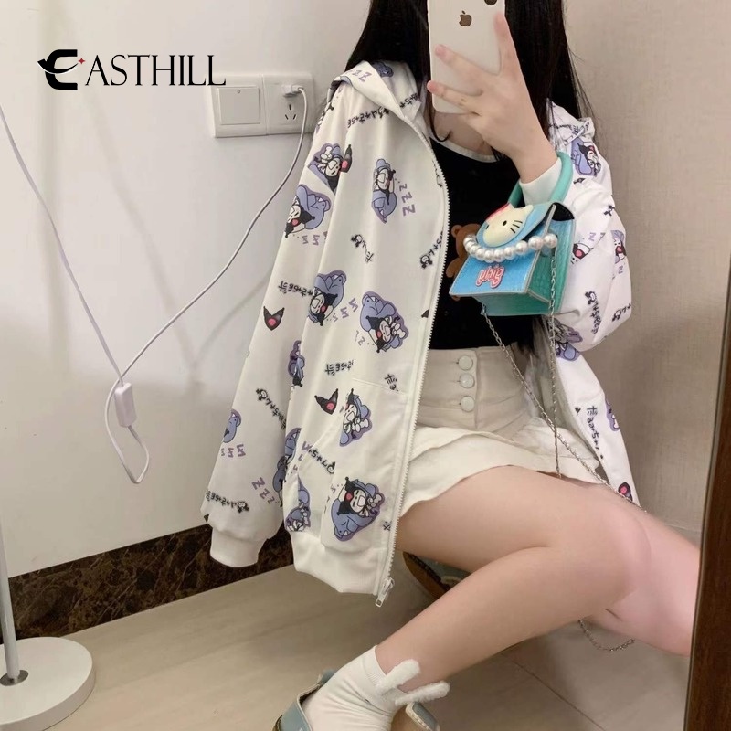 Easthill Áo Khoác Chống Nắng Dáng Rộng Hoạt Hình Kuromi Kawaii Sanrioed Dễ Thương Sáng Tạo Làm Quà Tặng Cho Bạn Gái