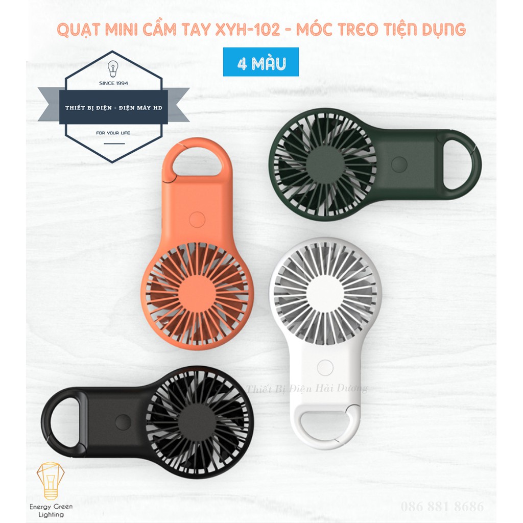 Quạt Mini Cầm Tay Tích Điện X-102 - 5 Cánh Quạt - Móc Treo Tiện Lợi - 3 Tốc Độ Gió Siêu Mát - Bảo Hành 12 Tháng