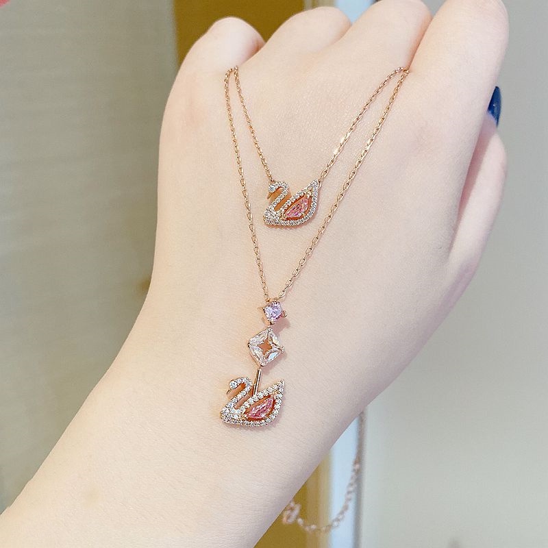 Vòng cổ Thiên Nga Đính Pha Lê Hồng