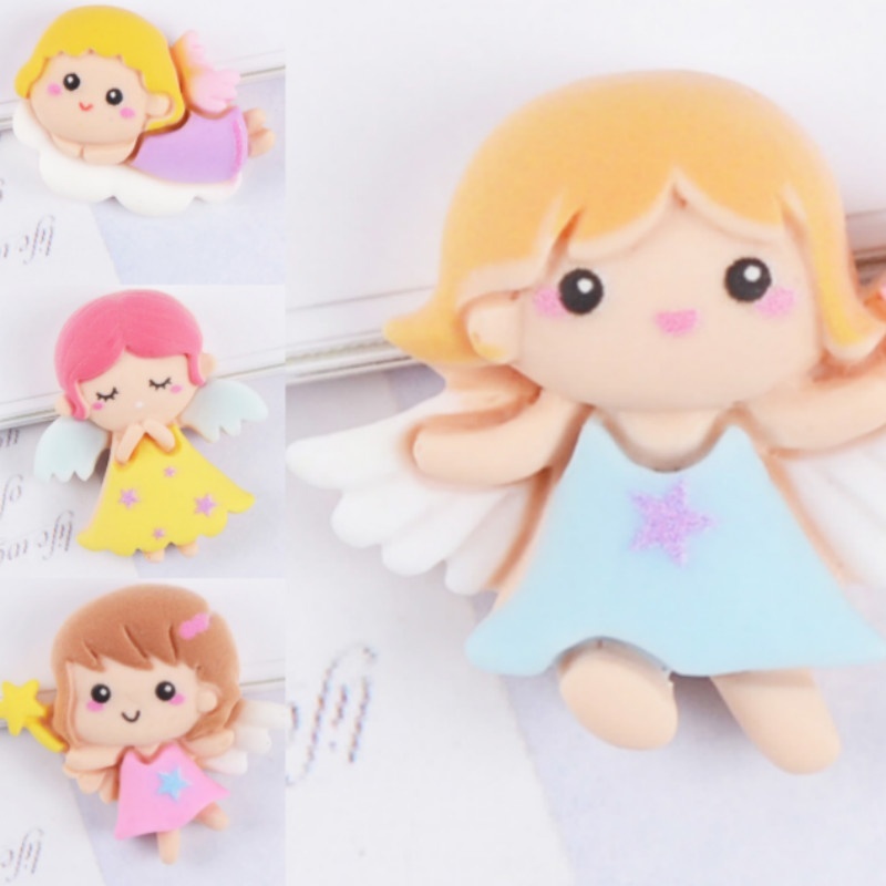 Set 10 Miếng Nhựa Phẳng Hình Thiên Thần Dễ Thương Trang Trí Cài Tóc