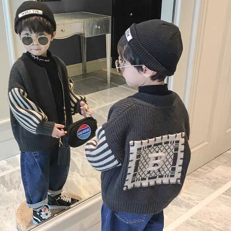 Áo khoác cardigan vải len phong cách Hàn Quốc thời trang thu đông cho bé trai