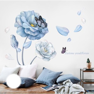 Decal dán tường hoa đá xanh