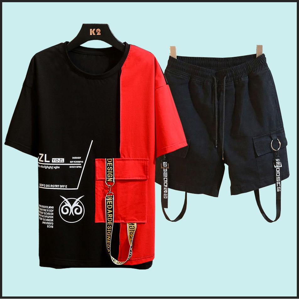 Bộ Quần Áo Thun Nam Thể Thao Ngắn Tay Túi Hộp Kết Hợp Quần Short Phối Dây Chữ SET NAM 9000095C | BigBuy360 - bigbuy360.vn