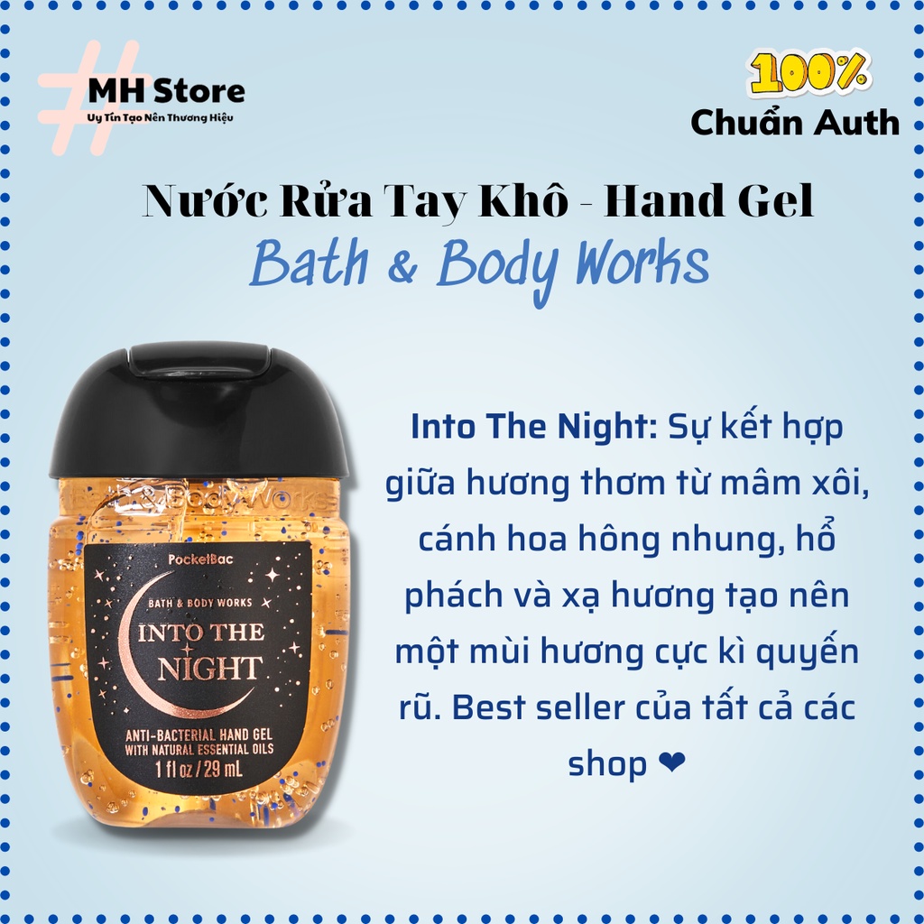 Bộ Sản Phẩm INTO THE NIGHT Xịt Thơm, Lotion, Sữa Tắm, Nước Rửa Tay, Kem Tay Bath and Body Works