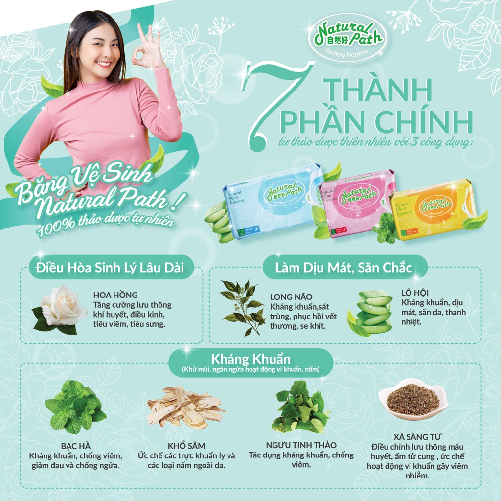 Băng Vệ Sinh 100% thảo dược Natural Path Đài Loan ＊AramoMart＊