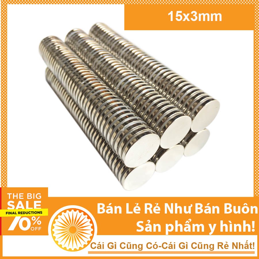 Nam châm đất hiếm viên tròn 15x3mm
