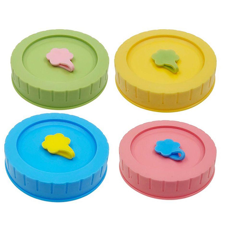EUCA Bộ 1 / 4 Nắp Đậy Lọ Thủy Tinh Bằng Nhựa Chống Rò Rỉ Họa Tiết Mason Dễ Thương