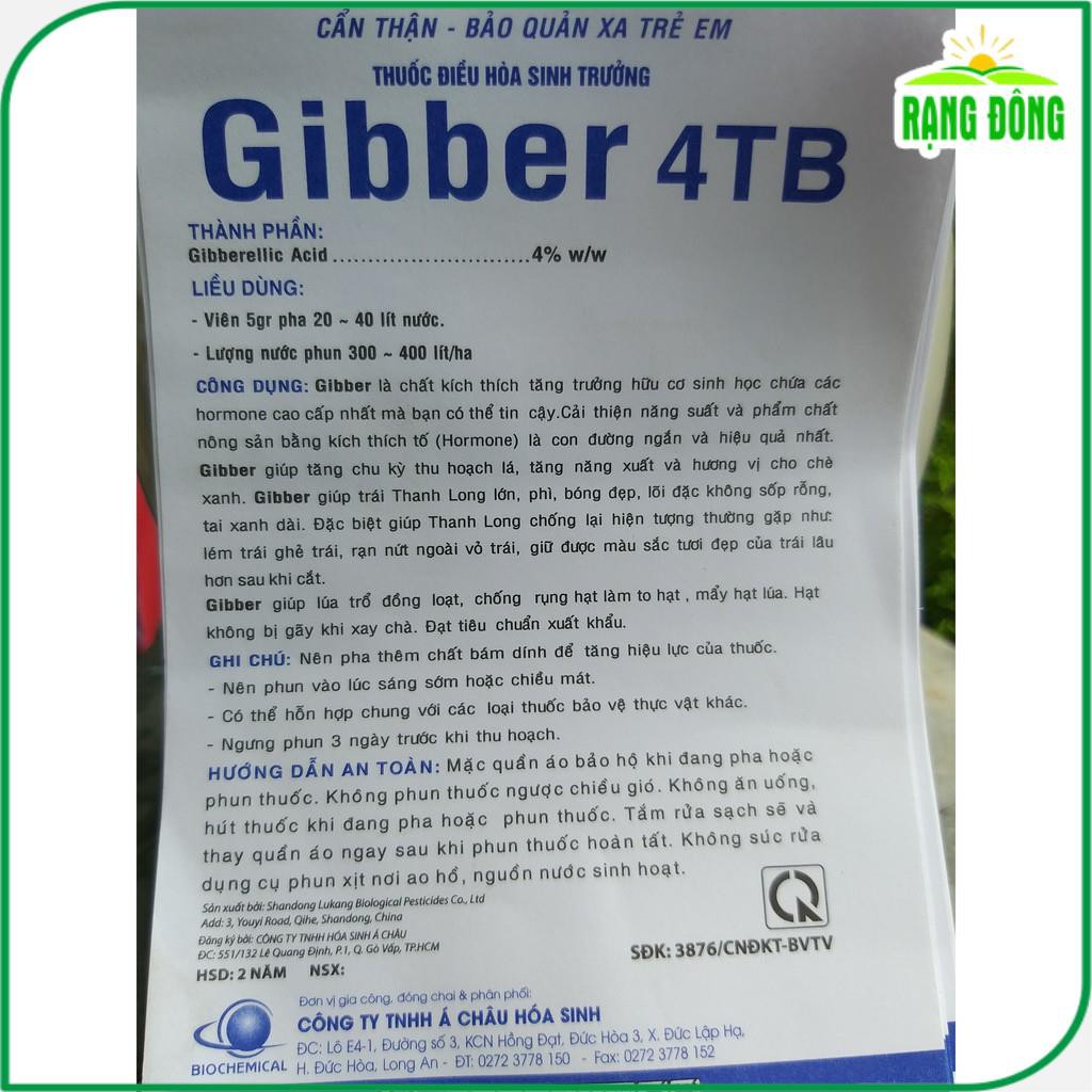 Phân Bón Lá Gibber 4TB GA3 - Gibberellic Acid 100% (dạng viên sủi 5gram) – KHÔNG DÙNG CHO RAU - Hạt giống Rạng Đông