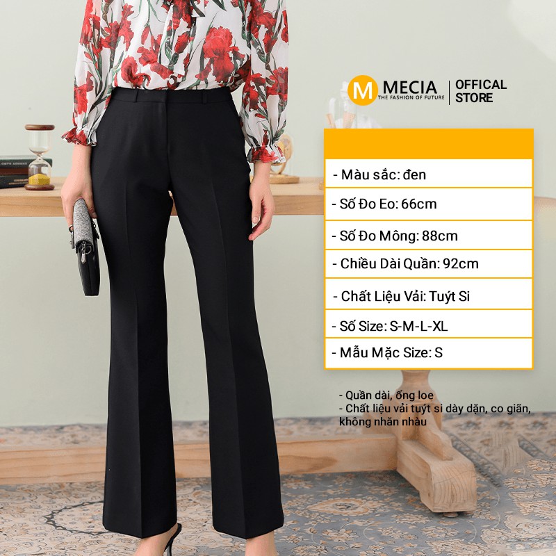 Quần ống loe Mecia QD2111, quần ống vẩy túi chéo chất tuýt si co giãn nhẹ mặc mát thoáng, dáng công sở dự tiệc | BigBuy360 - bigbuy360.vn