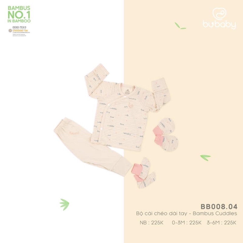 Bộ cài lệch sợi tre sơ sinh Bu Baby