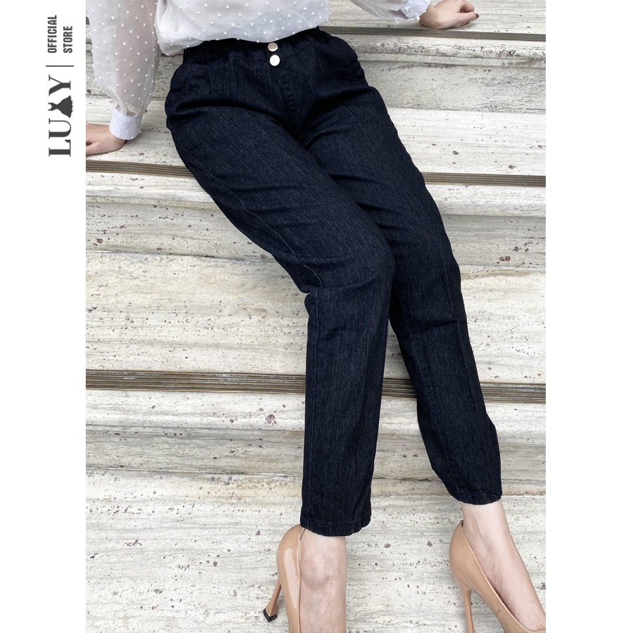 Quần jean nữ dáng baggy cạp chun, co giãn 4 chiều vải bò xuất khẩu, đủ size từ 40kg-80kg Luxy V193