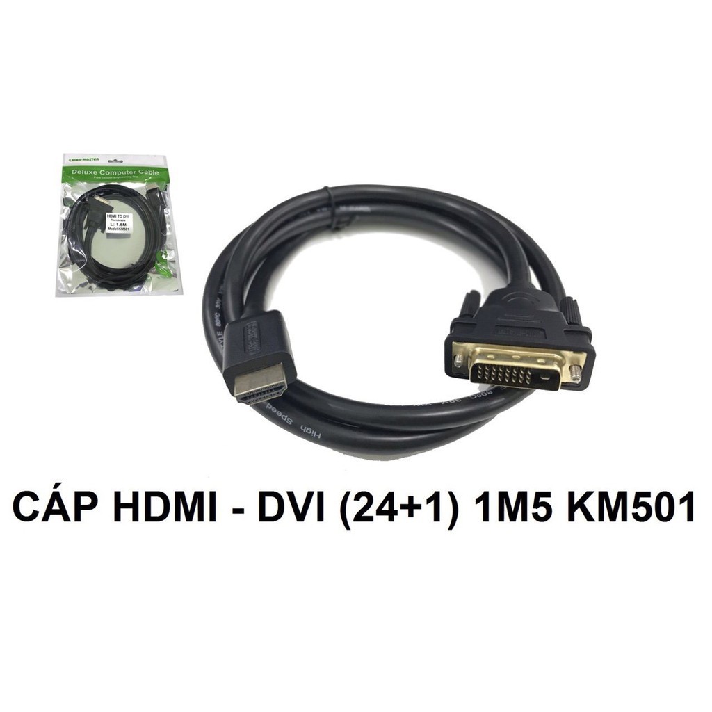 Cáp HDMI to DVI 24 +1 KINGMASTER 1.5M/ 3M/ 5M (Loại Tốt) - Hàng Chính Hãng