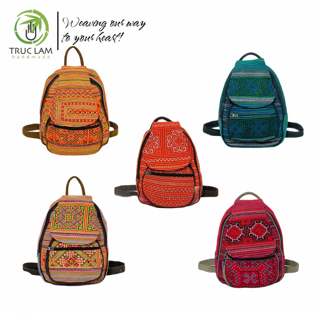 Balo Thời Trang Vải Thổ Cẩm Thêu Tay Thủ Công Họa Tiết Dân Tộc - Trúc Lâm Handmade