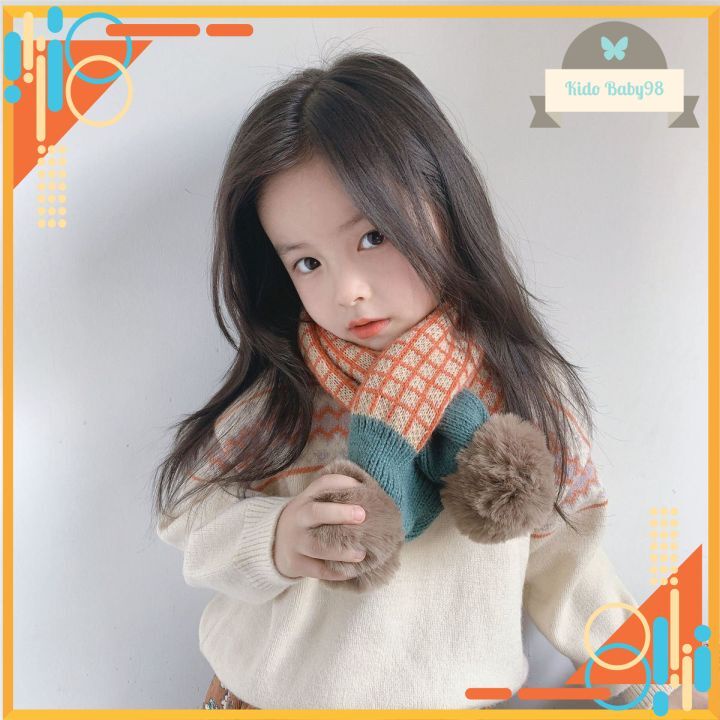 Khăn Len Cho Bé- Khăn len nhung tuyết họa tiết sọc caro cao cấp KL45- Kiddo Shop