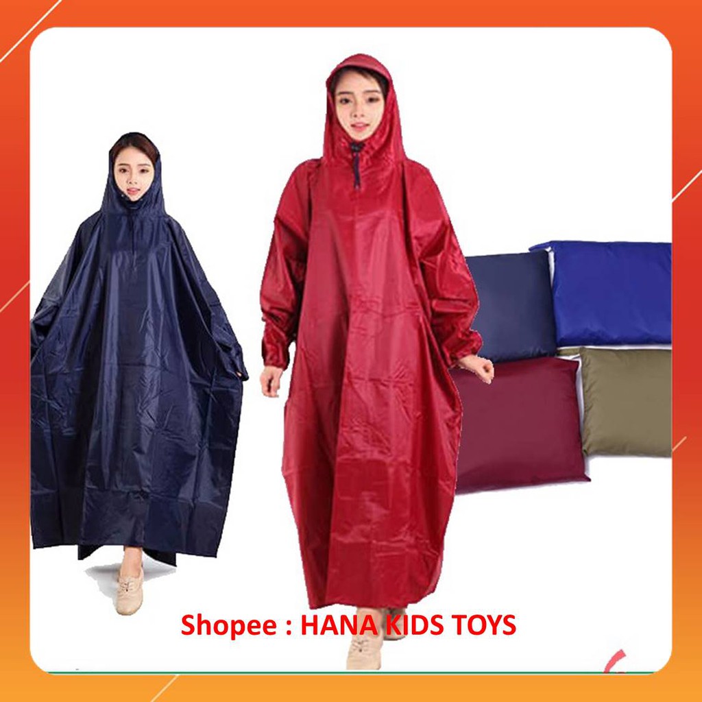 💥 Áo Mưa Vải Dù 💥 Áo mưa người lớn, dạng cánh dơi xẻ tà cài núc, siêu bền, không họa tiết.