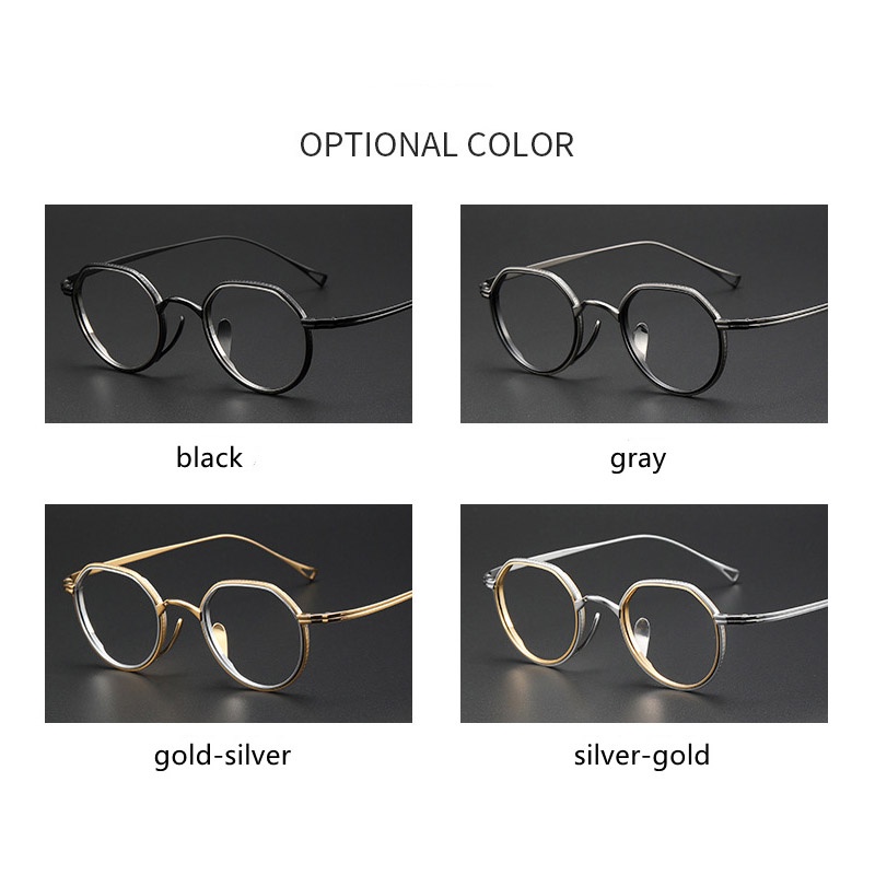 Mắt Kính Thời Trang Nhật Bản Siêu Nhẹ Gọng Titan Màu Vàng/Bạc KMN1231 Siêu Nhẹ