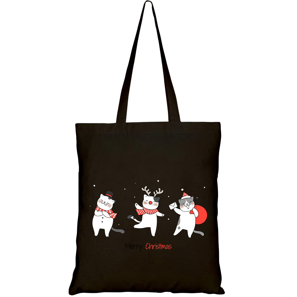 Túi vải tote canvas HTFashion in hình cat funny christmas day new year HT84