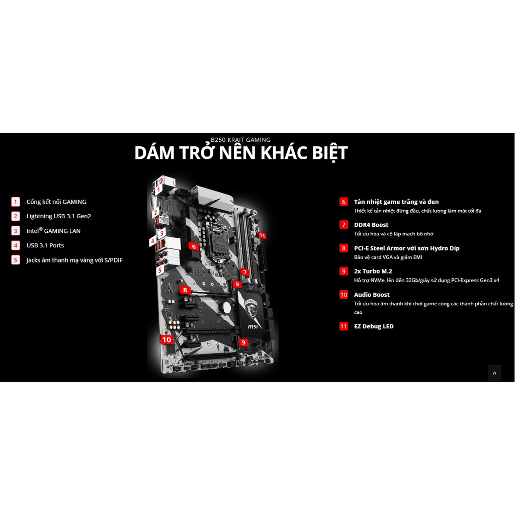 Mainboard B250 MSI Krait Gaming nguyên zin, có chặn đã mod chạy được i3 8100,i3 9100f
