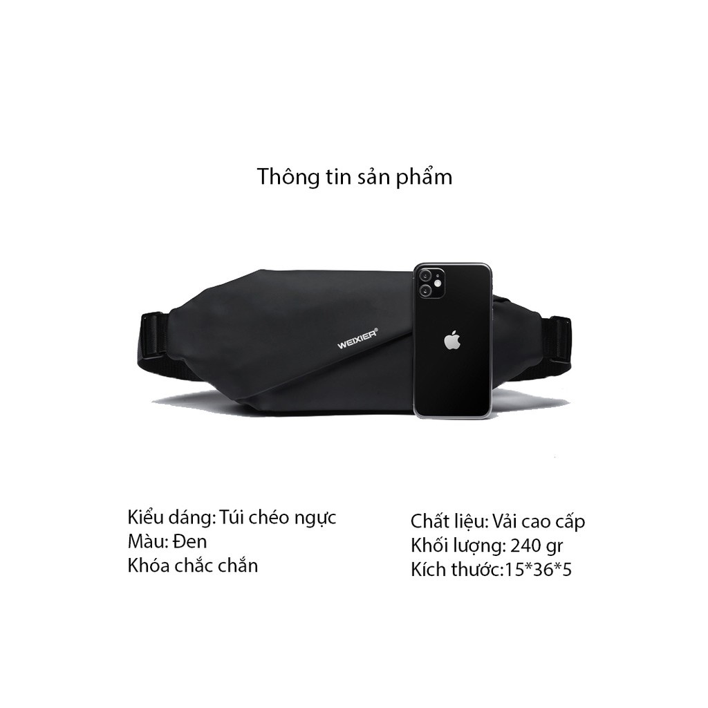 Túi Đeo Chéo Nam WEIXIER WX01 Basic Chống Nước Thể Thao 36x15x5 Cặp Đeo Ngực, Hông Và Bao Tử Đa Năng