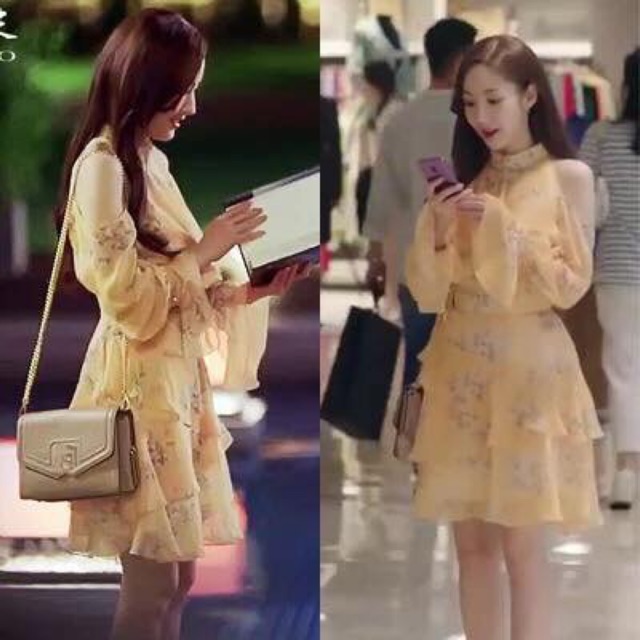 Váy vàng hở vai thư ký Kim