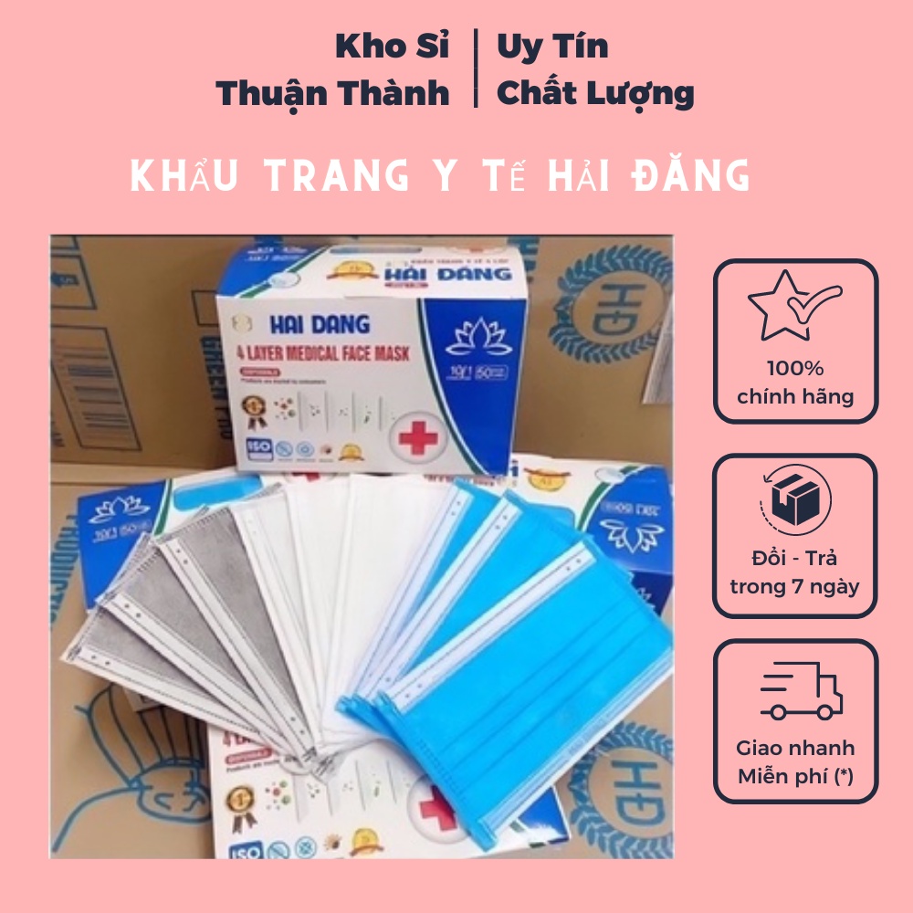 Khẩu trang y tế hải đăng - 4 lớp hàng loại 1 dày dặn (khosithuanthanh)