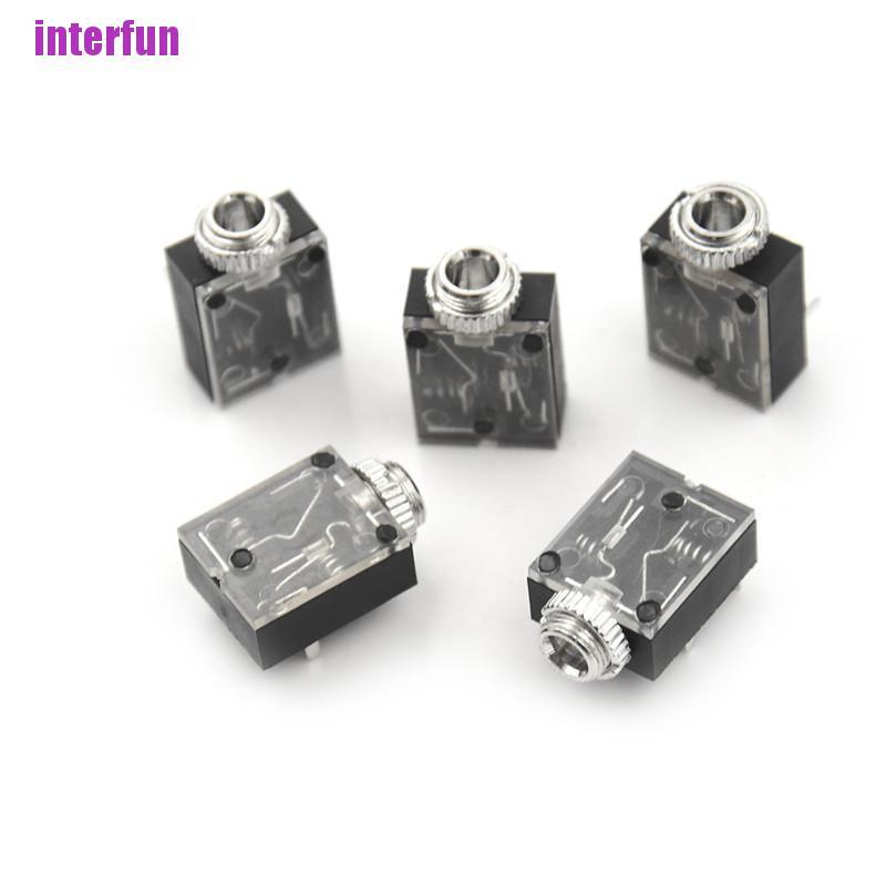 [Interfun1] 5Pcs 5 Pins 3.5Mm Audio Mono Jack Socket Pcb Panel Mount Headphone Parts [Fun]