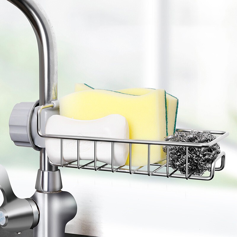 Kệ Inox Gắn Vòi Treo Dụng Cụ Rửa Chén Inox Tiện Lợi - MTDDT