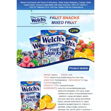 Thùng 90 Gói Kẹo Dẻo Trái Cây Welch's Mixed Fruit