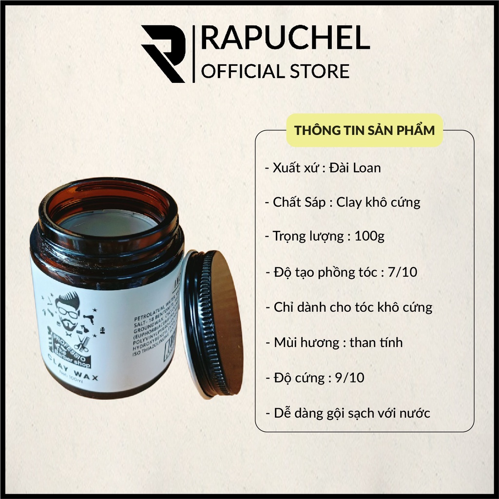 Sáp vuốt tóc nam Clay Wax thơm giữ nếp Rapuchel Store CW01