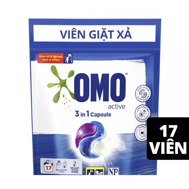 Túi 17 viên giặt tiện lợi OMO công nghệ Anh