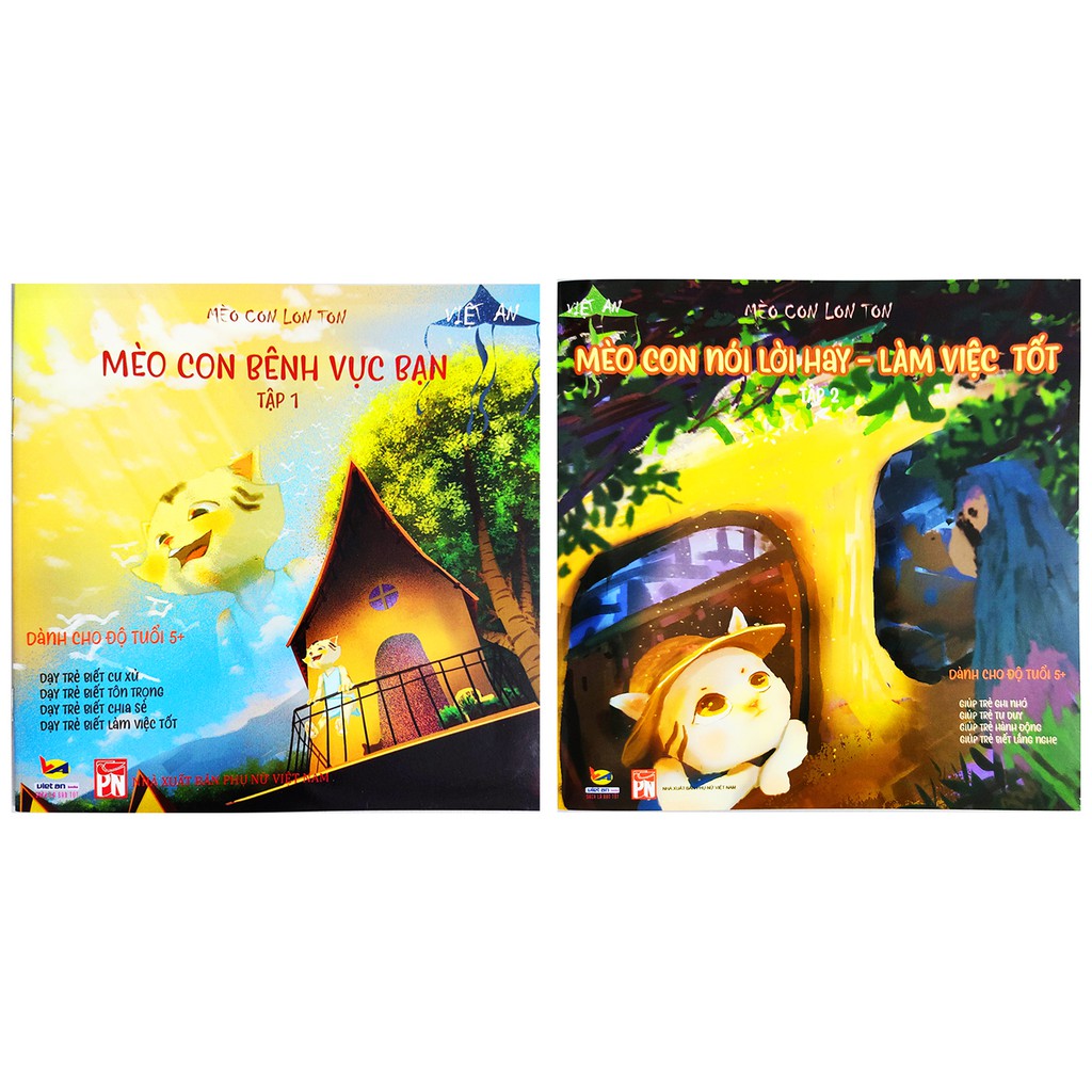 Sách cho bé - Combo 2 cuốn Mèo con lon ton Việt An Books