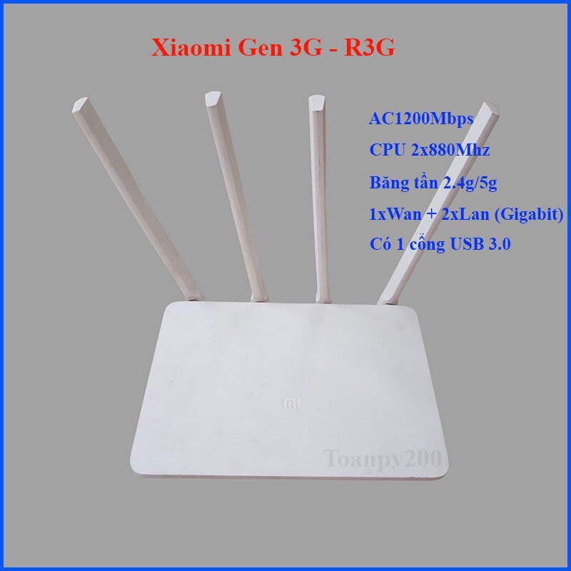 Router wifi Xiaomi Gen 3G R3G V1 có cổng USB 3.1, Lan Gigabit, Rom gốc/ Padavan tiếng việt