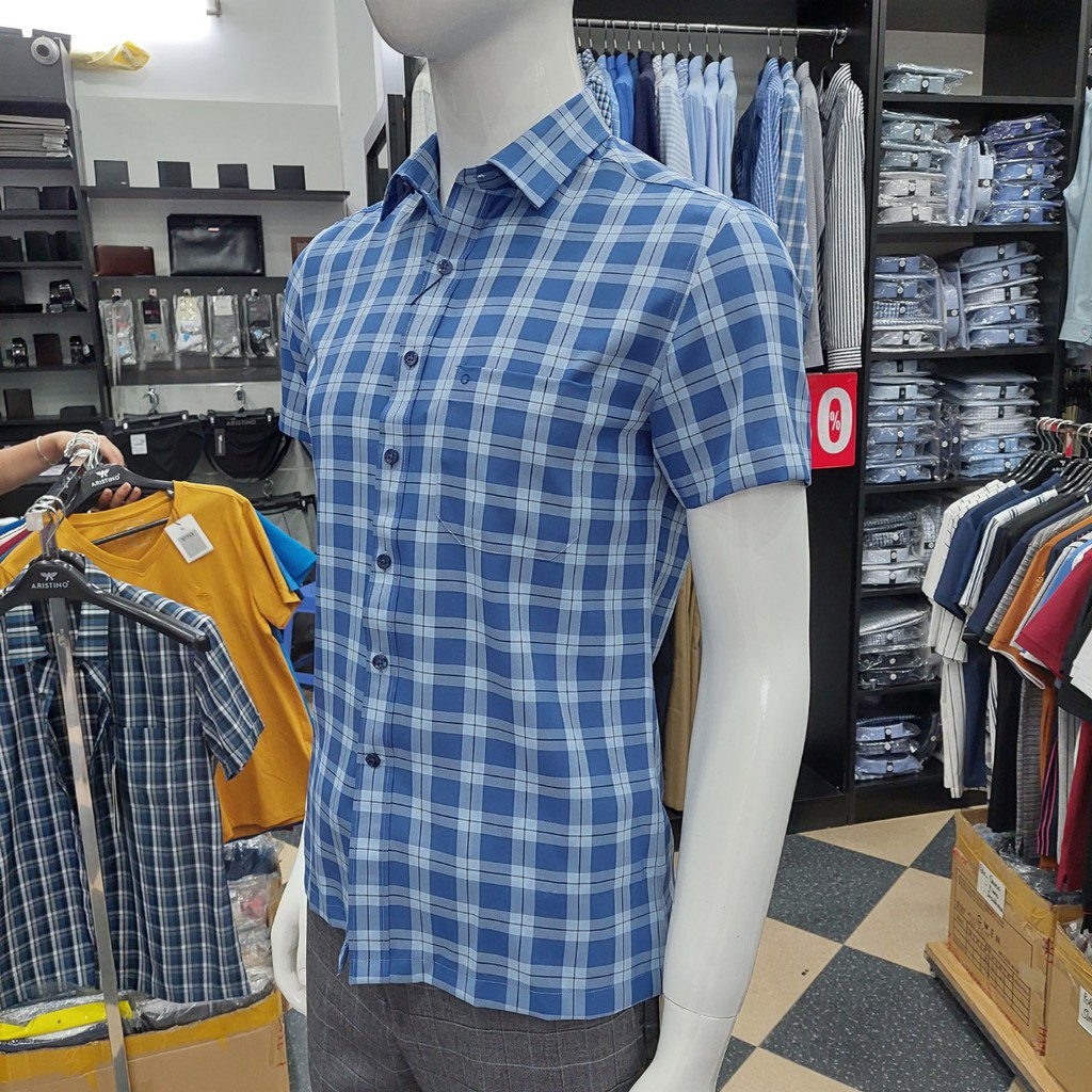 Áo Sơ Mi Nam Ngắn Tay Owen BA22720NT Somi Cộc Tay Công Sở Cao Cấp Xanh Đậm Kẻ Caro To  Chất Cafe Dáng Body Fit Tà Bằng | BigBuy360 - bigbuy360.vn