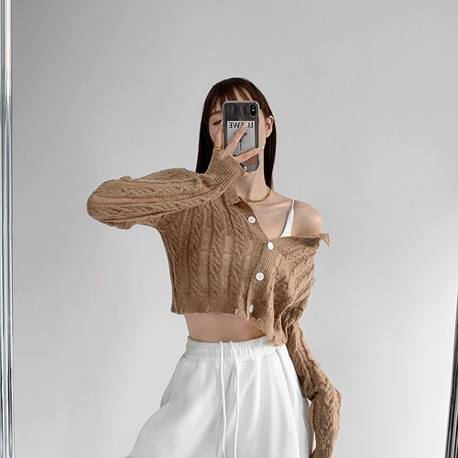 SUXI Áo Khoác Cardigan Dệt Kim Phong Cách Hàn Quốc Xinh Xắn Cho Nữ