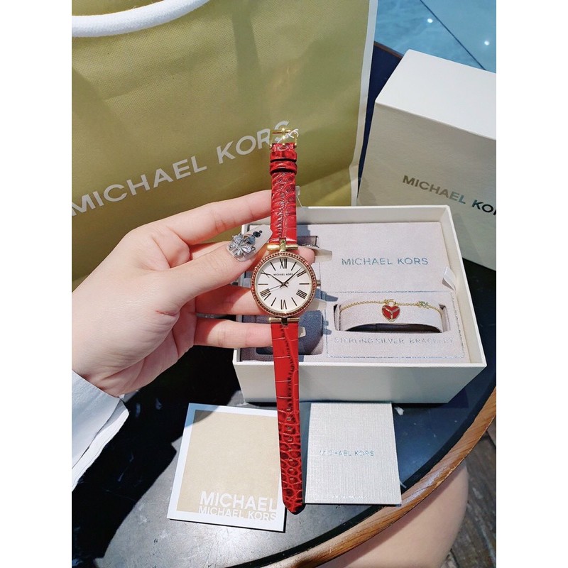 [Có clip]Set đồng hồ nữ Dây Da Michael Kors MK2890