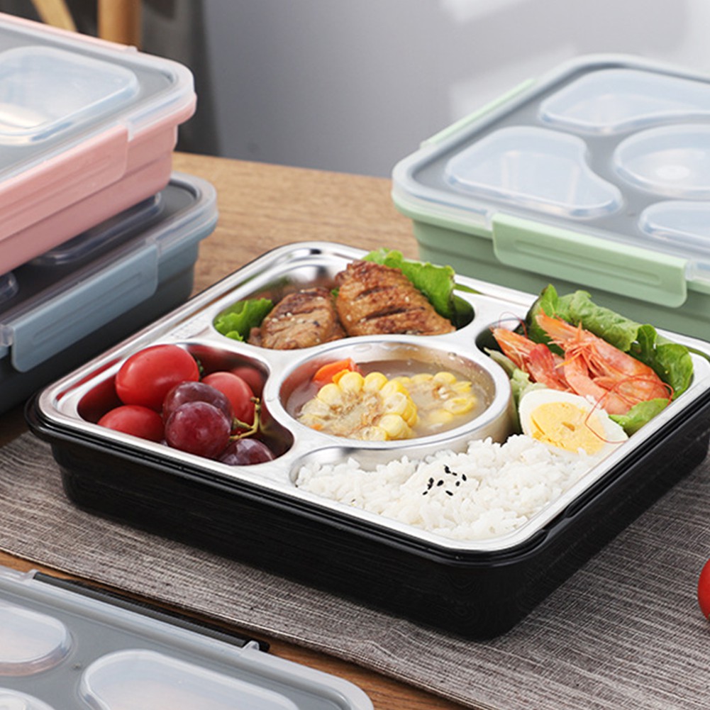 304 stainless steel 4 grid seals savoury compartments for outing dining