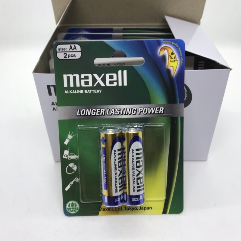 Vĩ 2 Viên pin MAXELL 2A (AA)/ 3A(AAA) ALKALINE 1,5V dùng cho máy đo huyết áp, đồng hồ treo tường, đồ chơi