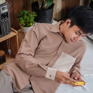 Áo sơ mi nam tay dài, màu nâu - hàng thiết kế chinchu