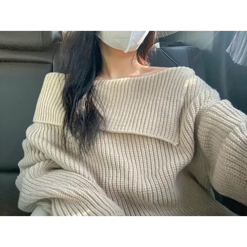 Áo trễ vai len xẻ 1 bên phong cách Hàn Quốc cực kì quyến rũ