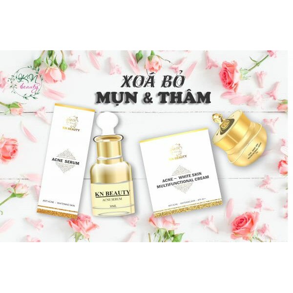 Combo face Kn Beauty serum – Kem dưỡng trắng Ngừa Mụn TẶNG NGAY DẦU GỘI THẢO DƯỢC