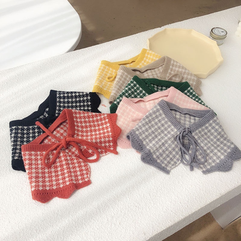 Khăn Choàng Cổ Dệt Kim Họa Tiết Kẻ Sọc Thời Trang Thu Đông Cho Bé Gái