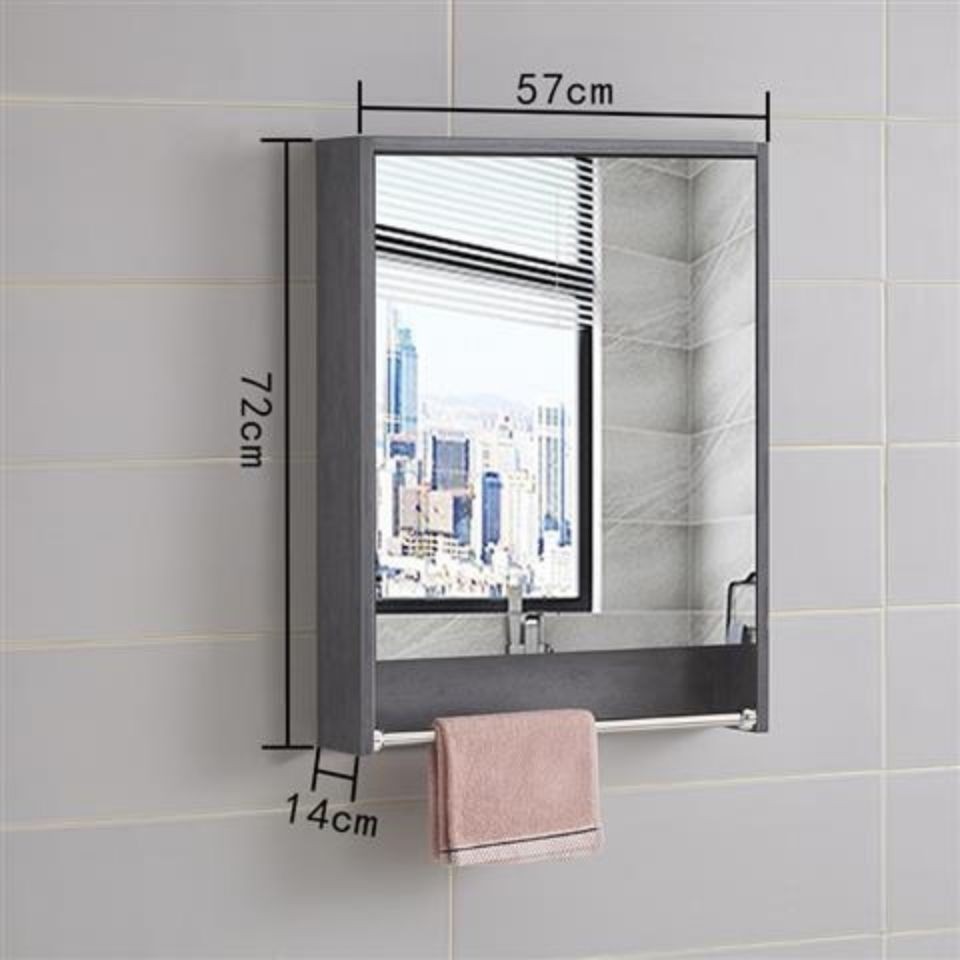 Tủ gương phòng tắm bằng gỗ nguyên khối hiện đại và đơn giản, treo tường không thấm nước thân thiện với môi trường Kệ | BigBuy360 - bigbuy360.vn