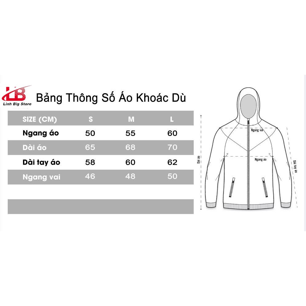 Áo khoác dù nam LB, bo thun viên cổ, tay, phom 55kg ADSH1