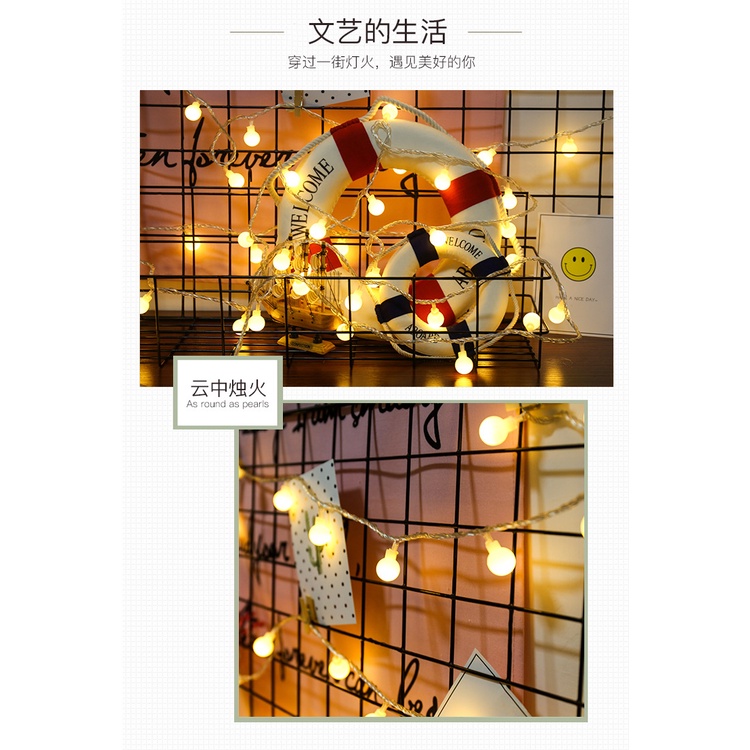 Dây đèn led pha lê trong suốt màu sắc tươi sáng ấm áp dùng trang trí (chạy bằng pin AA)