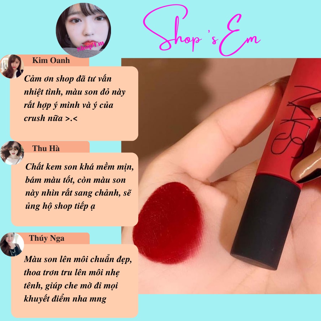Son kem Nars Air Matte lip color 3.5ml full box Đầy Quyến Rũ Chất Son Mềm Mịn Gam Màu Siêu Đáng Yêu Cùng Độ Bám Màu Tốt