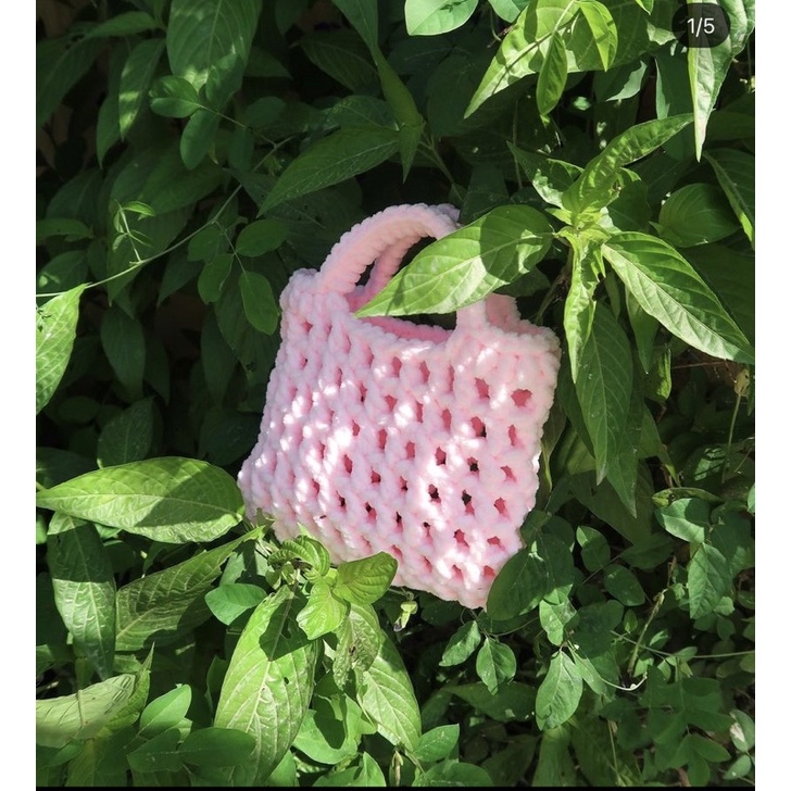 Túi móc len Mini net bag crochet - handmade by Mếu Máo